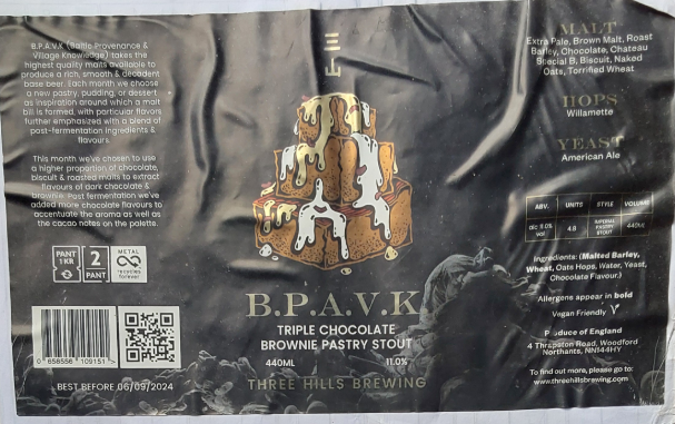 Three Hills: BPAVK - Triple Chocolate Brownie Pasty Stout - beer reviewed by neil_buckley
