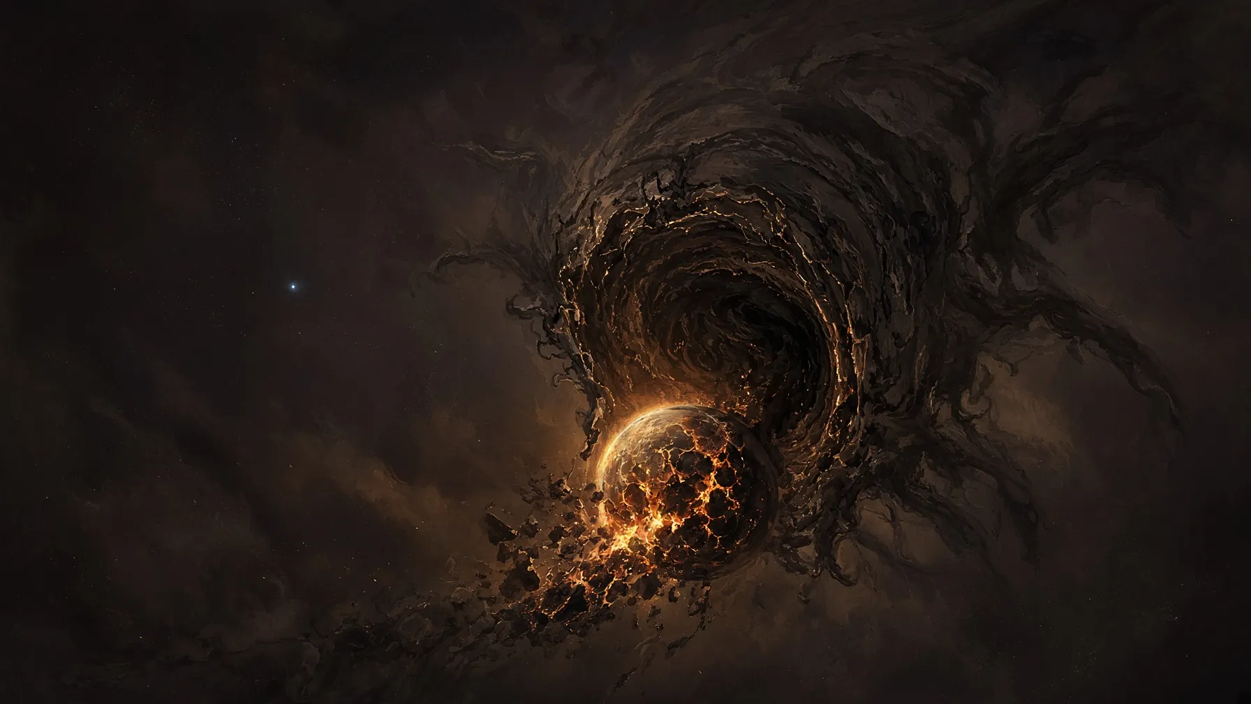 A vast world-eating entity swallowing a dying world at the end of all things, representing the strongest beers of all at 30.0%+ ABV.