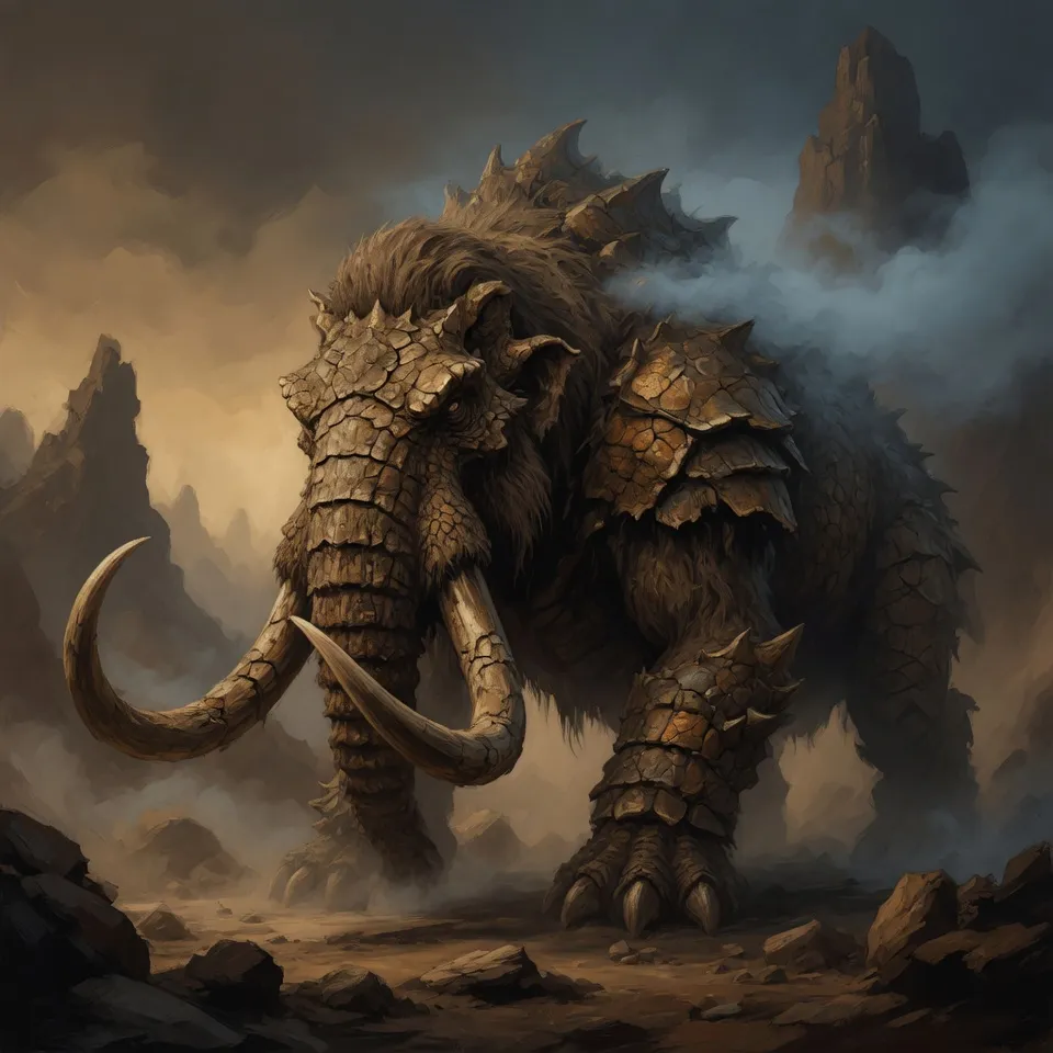 A colossal primordial behemoth beast looming in dim light - emblem of Hop Horizons' 18.0–18.9% ABV extreme-strength beer category, The Behemoths.