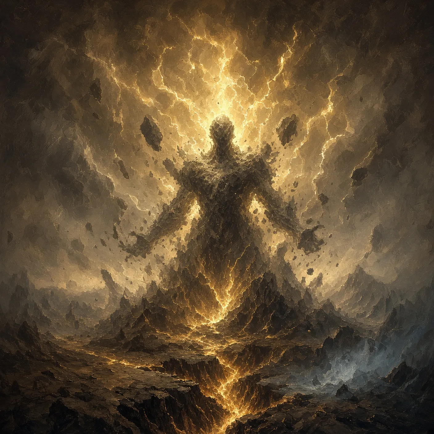 A colossal world-breaking power splitting a darkening sky in dramatic light - emblem of Hop Horizons' 29.0–29.9% ABV extreme-strength beer category, The World Breakers.